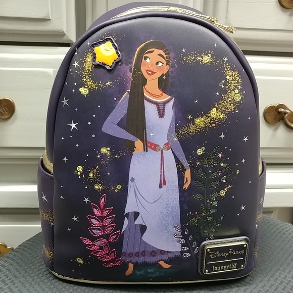 Loungefly Handbags - Loungefly Disney Wish Mini Backpack Disney Parks Asha and Star Purple & Gold